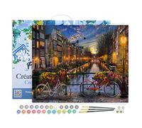 Figured'Art Peinture par Numéro Adulte avec Cadre Canal Amsterdam - Activité Manuelle Kit de Loisir Créatif DIY Numéro d'Art Complet - 40x50cm toile tendue sur châssis