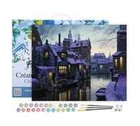 Figured'Art Peinture par Numéro Adulte avec Cadre Canaux au crepuscule - Activité Manuelle Kit de Loisir Créatif DIY Numéro d'Art Complet - 40x50cm toile tendue sur châssis