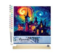 Figured'Art Peinture par Numéro Adulte avec Cadre Château fantastique - Activité Manuelle Kit de Loisir Créatif DIY Numéro d'Art Complet - 40x50cm avec châssis en bois à monter