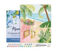 Figured'Art Peinture par Numéro Adulte avec Cadre Club de la plage - Activité Manuelle Kit de Loisir Créatif DIY Numéro d'Art Complet - 40x50cm toile tendue sur châssis