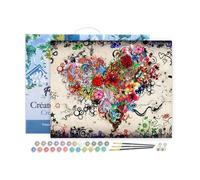 Figured'Art Peinture par Numéro Adulte avec cadre Coeur de Fleurs - Kit DIY Numéro d'Art - 40x50cm toile tendue sur châssis