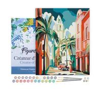 Figured'Art Peinture par Numéro Adulte avec Cadre Cuba Art Déco - Activité Manuelle Kit de Loisir Créatif DIY Numéro d'Art Complet - 40x50cm toile tendue sur châssis
