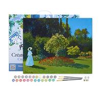 Figured'Art Peinture par Numéro Adulte avec Cadre Dame en blanc au jardin - Monet - Activité Manuelle Kit de Loisir Créatif DIY Numéro d'Art Complet - 40x50cm toile tendue sur châssis