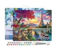 Figured'Art Peinture par Numéro Adulte avec Cadre Diner en bords de seine - Activité Manuelle Kit de Loisir Créatif DIY Numéro d'Art Complet - 40x50cm toile tendue sur châssis
