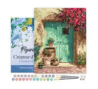 Figured'Art Peinture par Numéro Adulte avec Cadre Entrée fleurie - Activité Manuelle Kit de Loisir Créatif DIY Numéro d'Art Complet - 40x50cm toile tendue sur châssis