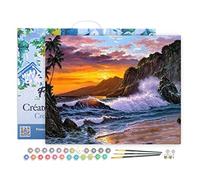 Figured'Art Peinture par Numéro Adulte avec Cadre Falaise et Vagues - Activité Manuelle Kit de Loisir Créatif DIY Numéro d'art Complet - 40x50cm Toile tendue sur châssis