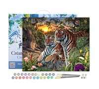 Figured'Art Peinture par Numéro Adulte avec Cadre Famille de Tigre - Activité Manuelle Kit de Loisir Créatif DIY Numéro d'Art Complet - 40x50cm toile tendue sur châssis