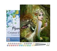 Figured'Art Peinture par Numéro Adulte avec Cadre Féé dorée - Activité Manuelle Kit de Loisir Créatif DIY Numéro d'Art Complet - 40x50cm toile tendue sur châssis