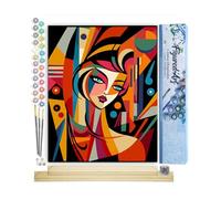 Figured'Art Peinture par Numéro Adulte avec Cadre Femme abstraite style Picasso - Activité Manuelle Kit de Loisir Créatif DIY Numéro d'Art Complet - 40x50cm avec châssis en bois à monter