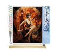 Figured'Art Peinture par Numéro Adulte avec Cadre Femme assise Art Déco - Activité Manuelle Kit de Loisir Créatif DIY Numéro d'Art Complet - 40x50cm avec châssis en bois à monter