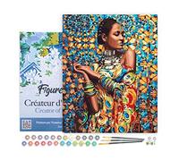 Figured'Art Peinture par Numéro Adulte avec Cadre Femme en Habits traditionnels - Activité Manuelle Kit de Loisir Créatif DIY Numéro d'Art Complet - 40x50cm toile tendue sur châssis