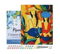 Figured'Art Peinture par Numéro Adulte avec Cadre Femmes et Chat bleu - Activité Manuelle Kit de Loisir Créatif DIY Numéro d'Art Complet - 40x50cm toile tendue sur châssis