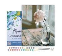 Figured'Art Kit peinture par numéro Fleur Blanche – Adulte avec cadre toile 40x50 cm