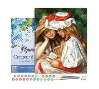 Figured'Art Peinture par Numéro Adulte avec Cadre Jeunes Filles Lisant - Renoir - Activité Manuelle Kit de Loisir Créatif DIY Numéro d'Art Complet - 40x50cm toile tendue sur châssis