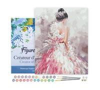 Figured'Art Peinture par Numéro Adulte avec Cadre Jolie femme de dos - Activité Manuelle Kit de Loisir Créatif DIY Numéro d'Art Complet - 40x50cm toile tendue sur châssis
