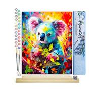 Figured'Art Peinture par Numéro Adulte avec Cadre Koala Coloré Abstrait - Activité Manuelle Kit de Loisir Créatif DIY Numéro d'Art Complet Animaux - 40x50cm avec châssis en bois à monter