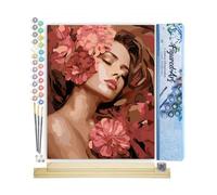Figured'Art Peinture par Numéro Adulte avec Cadre La Belle endormie aux camélias - Activité Manuelle Kit de Loisir Créatif DIY Numéro d'Art Complet - 40x50cm avec châssis en bois à monter