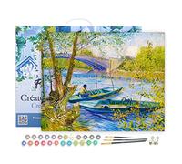 Figured'Art Peinture par Numéro Adulte avec Cadre La pêche au Printemps Pont de Clichy - Van Gogh - Activité Manuelle Kit de Loisir Créatif DIY Numéro d'Art Complet - 40x50cm toile tendue sur châssis