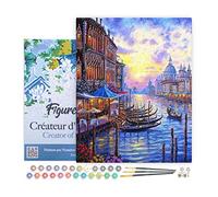 Figured'Art Peinture par Numéro Adulte avec Cadre Le Grand Canal de Venise - Activité Manuelle Kit de Loisir Créatif DIY Numéro d'art Complet - 40x50cm Toile tendue sur châssis