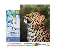 Figured'Art Peinture par Numéro Adulte avec Cadre Leopard curieux - Activité Manuelle Kit de Loisir Créatif DIY Numéro d'Art Complet - 40x50cm toile tendue sur châssis