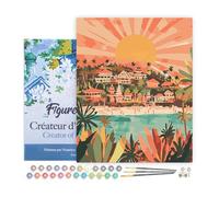 Figured'Art Peinture par Numéro Adulte avec Cadre Lever de soleil à Bali - Activité Manuelle Kit de Loisir Créatif DIY Numéro d'Art Complet - 40x50cm toile tendue sur châssis