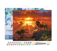 Figured'Art Peinture par Numéro Adulte avec Cadre Lion au coucher de soleil - Activité Manuelle Kit de Loisir Créatif DIY Numéro d'Art Complet - 40x50cm toile tendue sur châssis