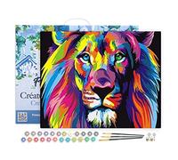 Figured'Art Peinture par Numéro Adulte avec Cadre Lion Pop Art - Activité Manuelle Kit de Loisir Créatif DIY Numéro d'Art Complet - 40x50cm toile tendue sur châssis
