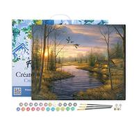 Figured'Art Peinture par Numéro Adulte avec Cadre Maison de campagne au crepuscule - Activité Manuelle Kit de Loisir Créatif DIY Numéro d'Art Complet - 40x50cm toile tendue sur châssis