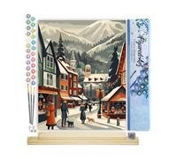 Figured'Art Peinture par Numéro Adulte avec Cadre Marché de Noël dans la Vallée - Activité Manuelle Kit de Loisir Créatif DIY Numéro d'Art Complet - 40x50cm avec châssis en bois à monter