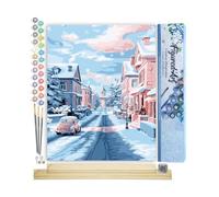 Figured'Art Peinture par Numéro Adulte avec Cadre Matinée Enneigée en Ville - Activité Manuelle Kit de Loisir Créatif DIY Numéro d'Art Complet - 40x50cm avec châssis en bois à monter