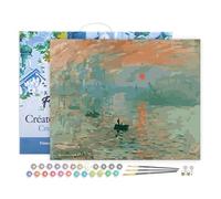 Figured'Art Peinture par Numéro Adulte avec Cadre Monet Impression Soleil Levant - Activité Manuelle Kit de Loisir Créatif DIY Numéro d'Art Complet - 40x50cm toile tendue sur châssis