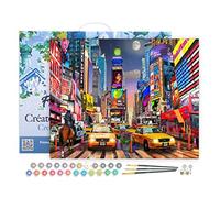 Figured'Art Peinture par Numéro Adulte avec Cadre Nuit à Timesquare - Activité Manuelle Kit de Loisir Créatif DIY Numéro d'Art Complet - 40x50cm toile tendue sur châssis