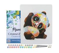 Figured'Art Peinture par Numéro Adulte avec Cadre Panda et Lunettes - Activité Manuelle Kit de Loisir Créatif DIY Numéro d'Art Complet - 40x50cm toile tendue sur châssis