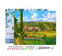 Figured'Art Peinture par Numéro Adulte avec Cadre Paysage aux Pâtis - Camille Pissarro - Activité Manuelle Kit de Loisir Créatif DIY Numéro d'Art Complet - 40x50cm toile tendue sur châssis