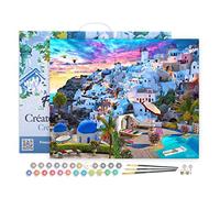 Figured'Art Peinture par Numéro Adulte avec Cadre Paysage de Grèce - Activité Manuelle Kit de Loisir Créatif DIY Numéro d'Art Complet - 40x50cm toile tendue sur châssis