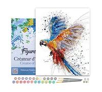 Figured'Art Peinture par Numéro Adulte avec Cadre Perroquet en plein Vol - Activité Manuelle Kit de Loisir Créatif DIY Numéro d'Art Complet - 40x50cm toile tendue sur châssis