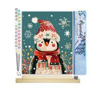 Figured'Art Peinture par Numéro Adulte avec Cadre Petit Pingouin de Noël - Activité Manuelle Kit de Loisir Créatif DIY Numéro d'Art Complet - 40x50cm avec châssis en bois à monter