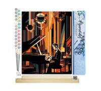 Figured'Art Peinture par Numéro Adulte avec Cadre Pianiste Art Déco - Activité Manuelle Kit de Loisir Créatif DIY Numéro d'Art Complet - 40x50cm avec châssis en bois à monter