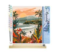Figured'Art Peinture par Numéro Adulte avec Cadre Plage tropicale - Activité Manuelle Kit de Loisir Créatif DIY Numéro d'Art Complet - 40x50cm avec châssis en bois à monter