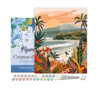 Figured'Art Peinture par Numéro Adulte avec Cadre Plage tropicale - Activité Manuelle Kit de Loisir Créatif DIY Numéro d'Art Complet - 40x50cm toile tendue sur châssis