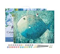 Figured'Art Peinture par Numéro Adulte avec Cadre Poisson Artistique - Activité Manuelle Kit de Loisir Créatif DIY Numéro d'Art Complet - 40x50cm toile tendue sur châssis