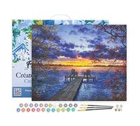 Figured'Art Peinture par Numéro Adulte avec Cadre Ponton au coucher de soleil - Activité Manuelle Kit de Loisir Créatif DIY Numéro d'Art Complet - 40x50cm toile tendue sur châssis