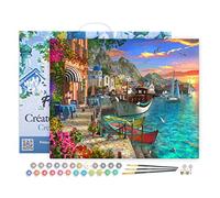 Figured'Art Peinture par Numéro Adulte avec Cadre Port fleuri - Activité Manuelle Kit de Loisir Créatif DIY Numéro d'Art Complet - 40x50cm toile tendue sur châssis