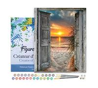 Figured'Art Peinture par Numéro Adulte avec Cadre Porte sur la mer - Activité Manuelle Kit de Loisir Créatif DIY Numéro d'art Complet - 40x50cm Toile tendue sur châssis
