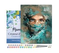 Figured'Art Peinture par Numéro Adulte avec Cadre Regard envoutant - Activité Manuelle Kit de Loisir Créatif DIY Numéro d'Art Complet - 40x50cm toile tendue sur châssis