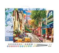 Figured'Art Peinture par Numéro Adulte avec Cadre Ruelle à paris - Activité Manuelle Kit de Loisir Créatif DIY Numéro d'Art Complet - 40x50cm toile tendue sur châssis