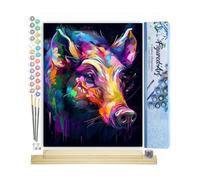 Figured'Art Peinture par Numéro Adulte avec Cadre Sanglier Coloré Abstrait - Activité Manuelle Kit de Loisir Créatif DIY Numéro d'Art Complet Animaux - 40x50cm avec châssis en bois à monter