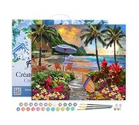 Figured'Art Peinture par Numéro Adulte avec Cadre Sous les cocotiers - Activité Manuelle Kit de Loisir Créatif DIY Numéro d'Art Complet - 40x50cm toile tendue sur châssis