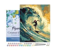 Figured'Art Peinture par Numéro Adulte avec Cadre Surfeuse professionnelle - Activité Manuelle Kit de Loisir Créatif DIY Numéro d'Art Complet - 40x50cm toile tendue sur châssis