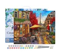 Figured'Art Peinture par Numéro Adulte avec Cadre Terrasse à Paris - Activité Manuelle Kit de Loisir Créatif DIY Numéro d'art Complet - 40x50cm Toile tendue sur châssis